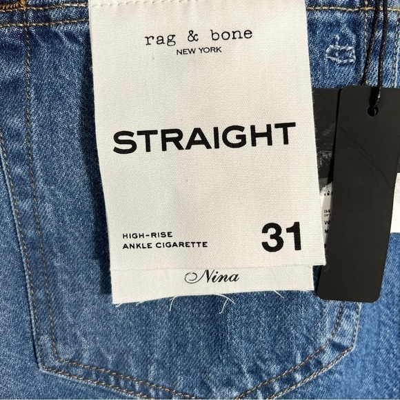 Rag & Bone women's NINA STRAIGHT HIGH-RISE ANKLE CIGARETTE Monty jeans size 31 - Picture 3 of 13